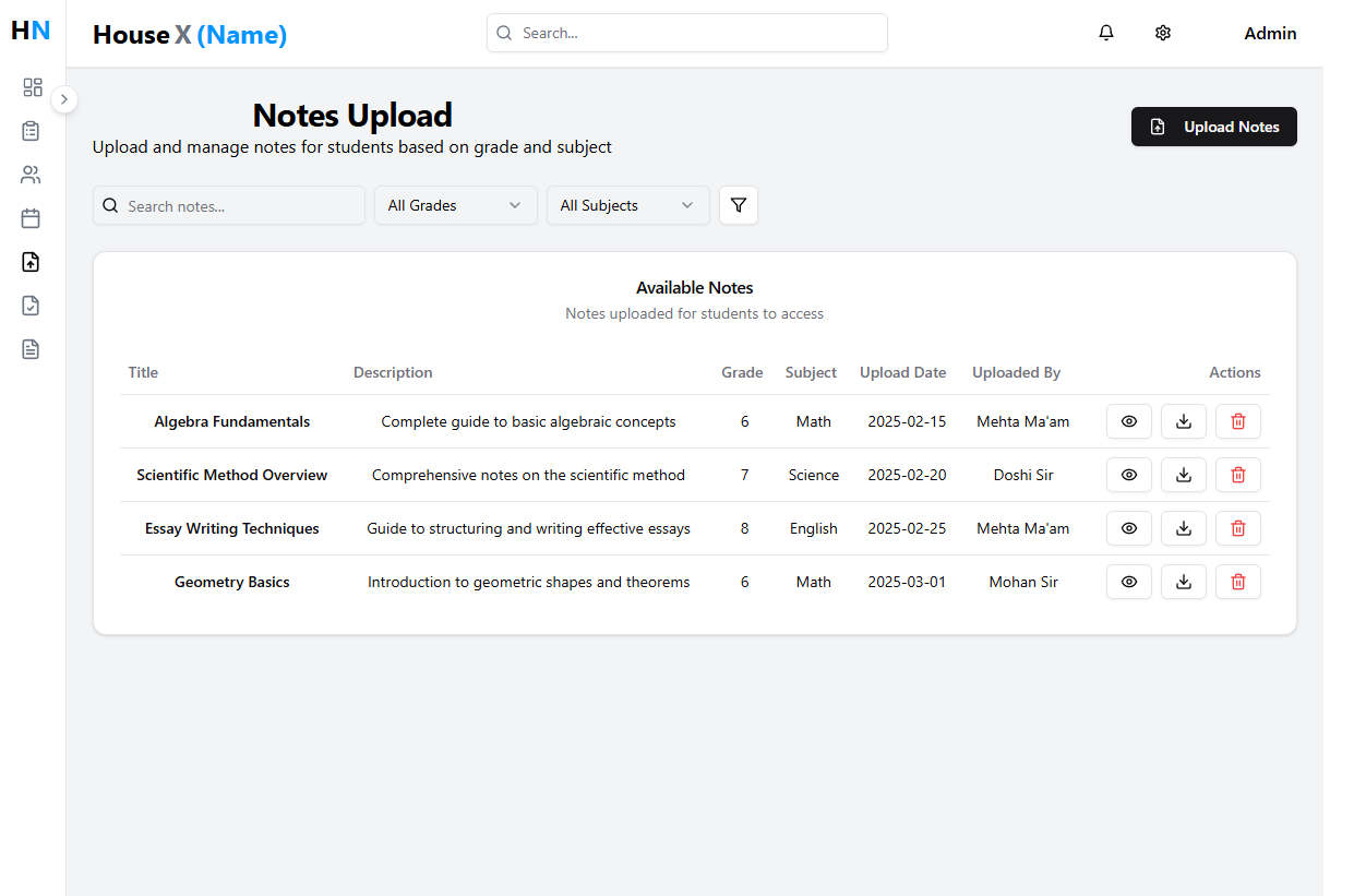 Secure Notes Interface